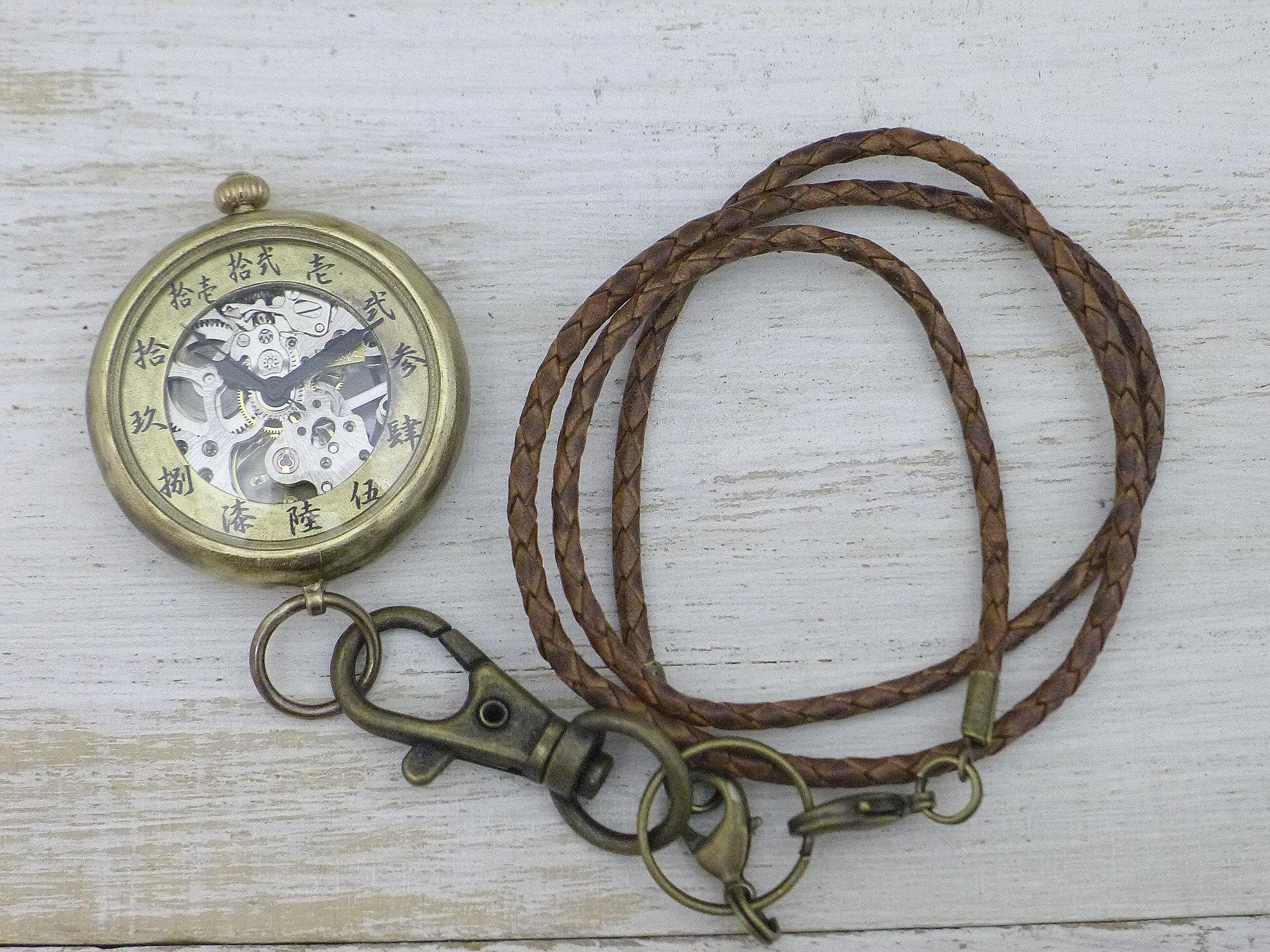 "倭ノ刻手巻懐二" 旧漢数字(大字)インデックス 手巻懐中時計き38mm 手作り腕時計 [BHW154] | 2枚目