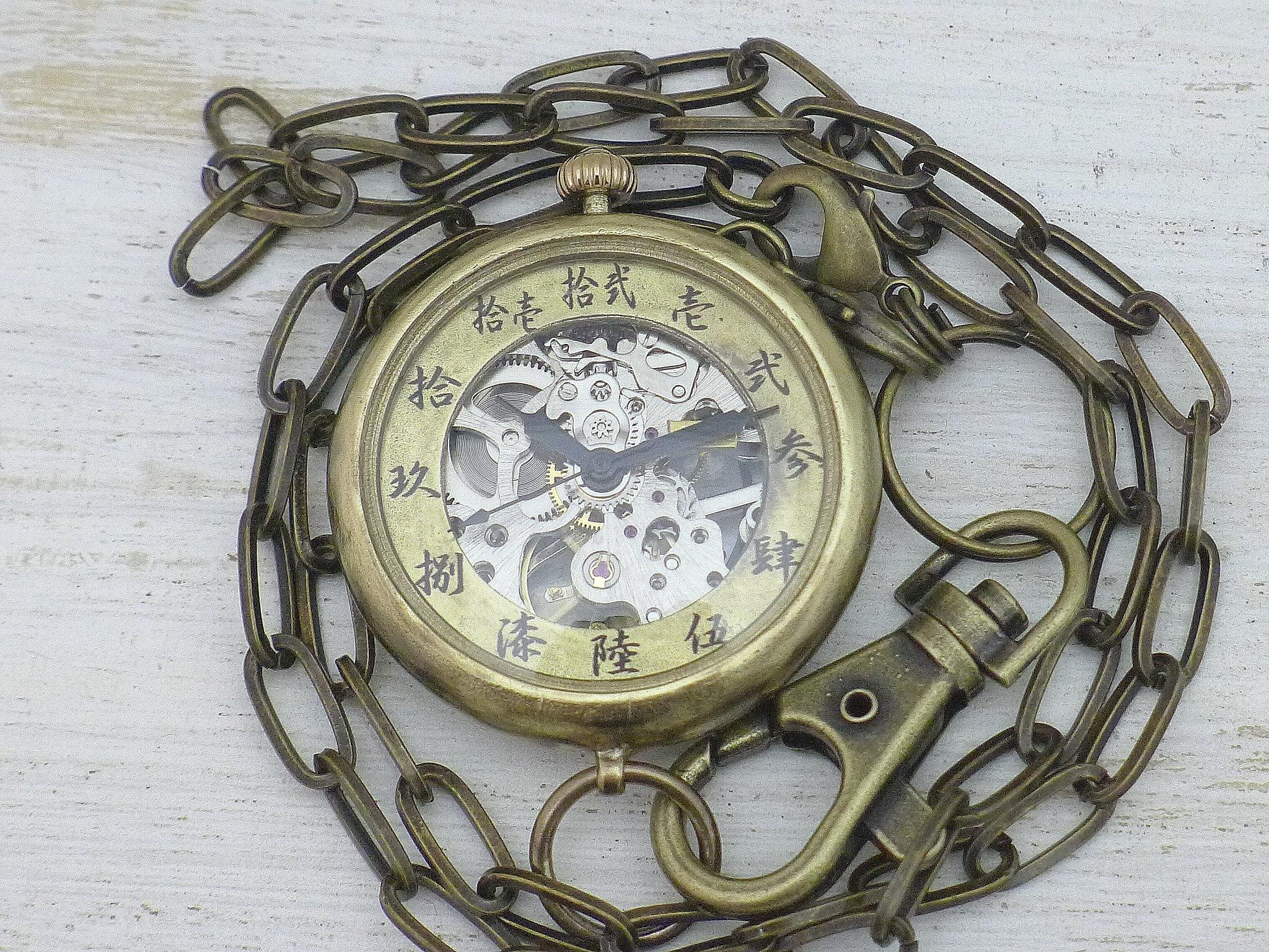 "倭ノ刻手巻懐二" 旧漢数字(大字)インデックス 手巻懐中時計き38mm 手作り腕時計 [BHW154] | 8枚目