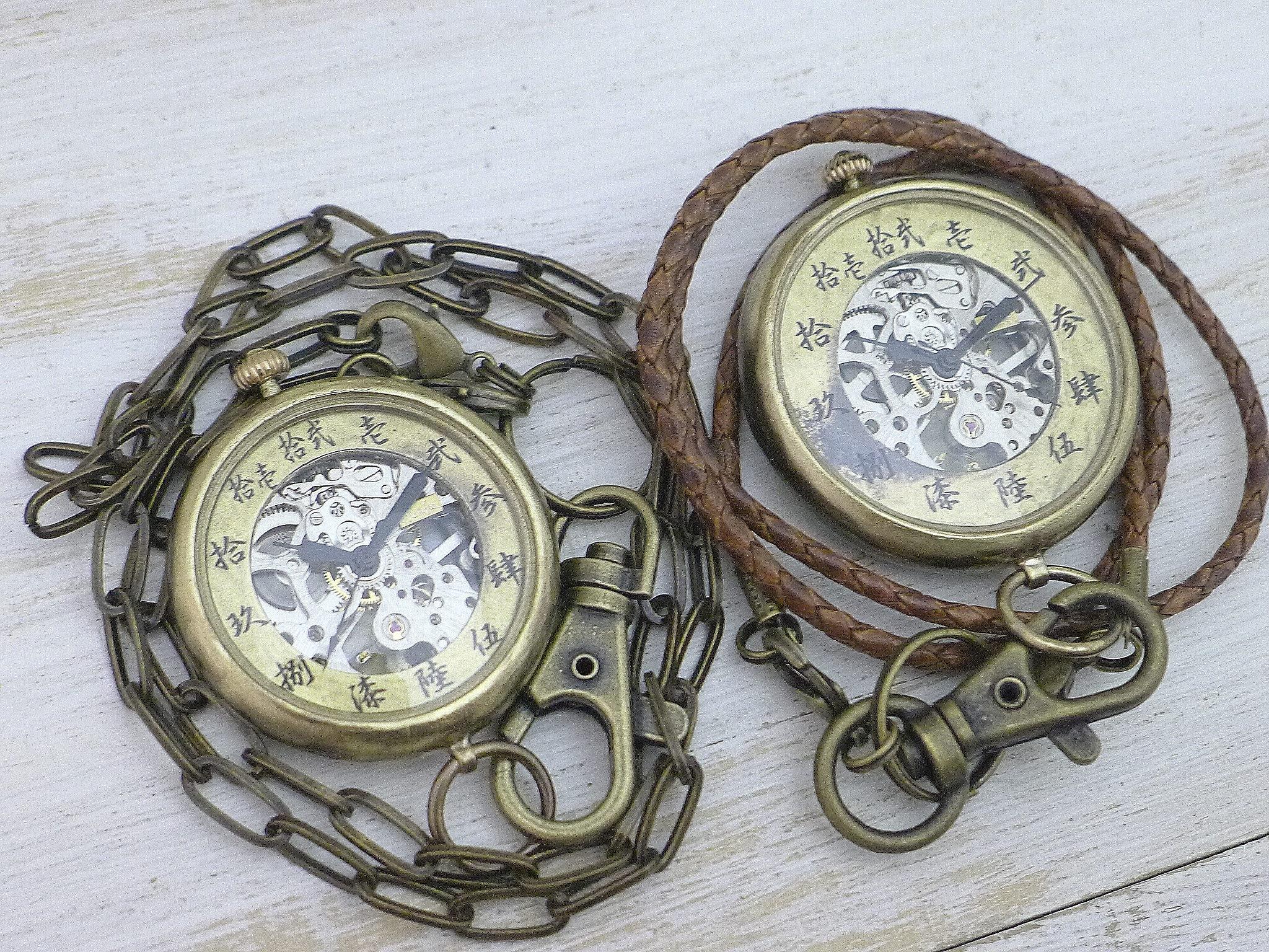 "倭ノ刻手巻懐二" 旧漢数字(大字)インデックス 手巻懐中時計き38mm 手作り腕時計 [BHW154] | 7枚目