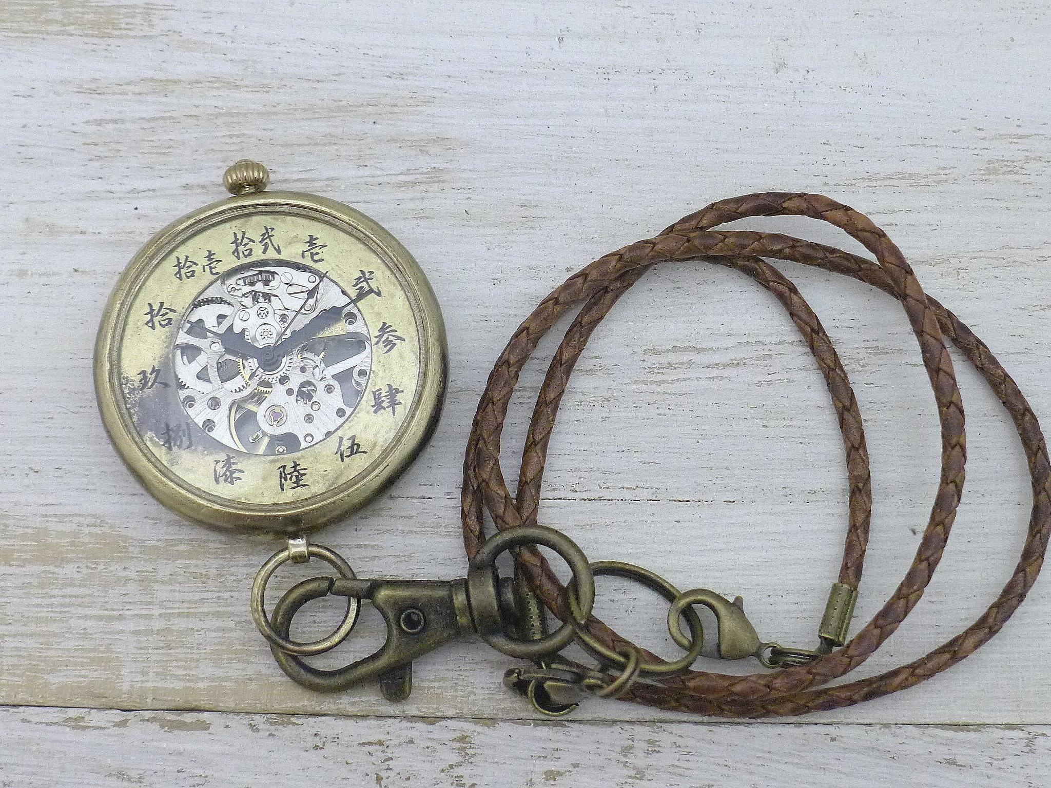 "倭ノ刻手巻懐三" 旧漢数字(大字)インデックス 手巻懐中時計き44mm 手作り腕時計 [BHW155] | 2枚目