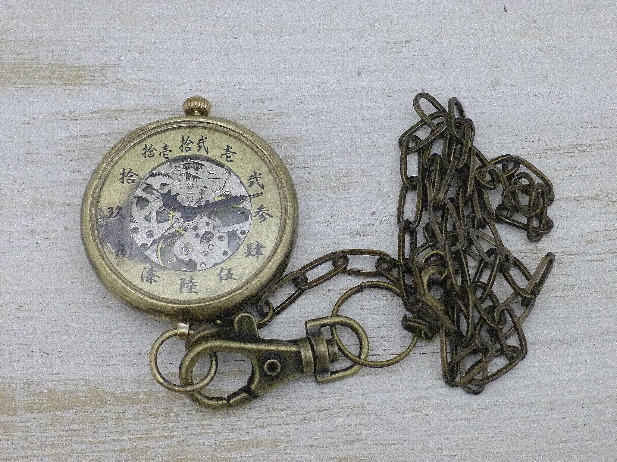 "倭ノ刻手巻懐三" 旧漢数字(大字)インデックス 手巻懐中時計き44mm 手作り腕時計 [BHW155] | 8枚目