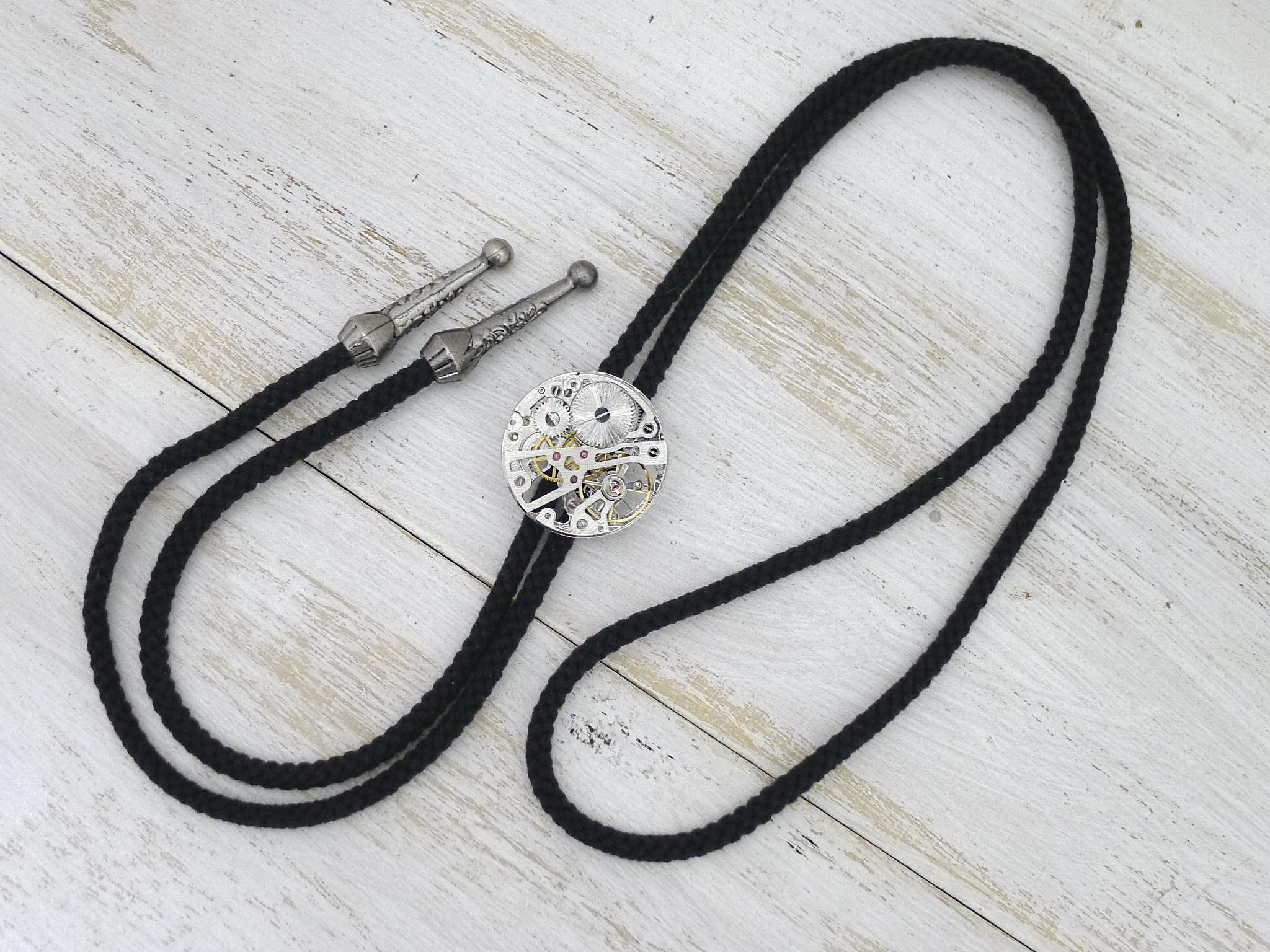 手巻き腕時計ムーブメント ループタイ シルバーカラー1枚目の画像